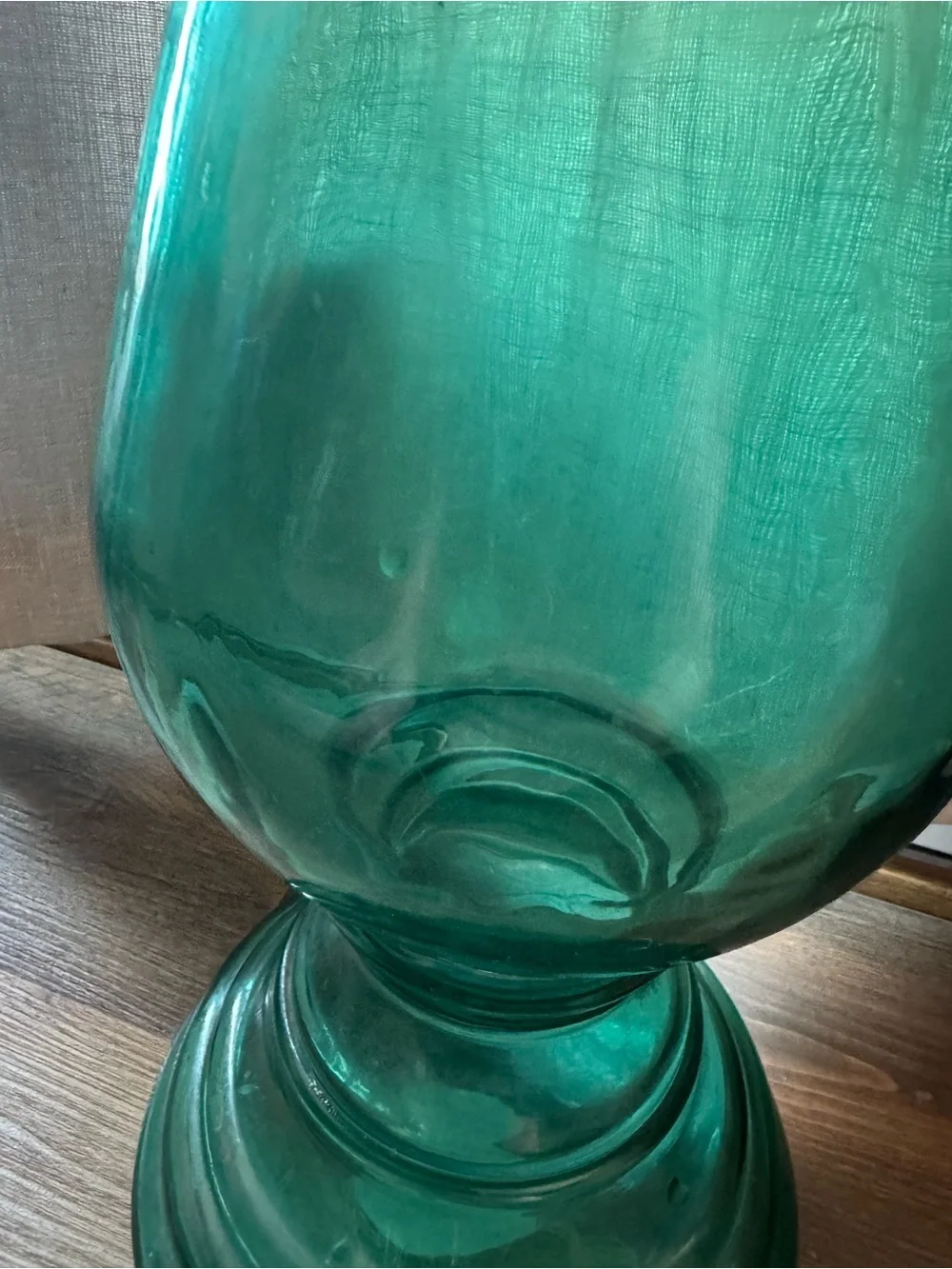 Tall Green Ombre Glass Candle Holder made in Spain 30”
